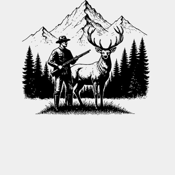 Jäger mit Hirsch Miniaturansicht